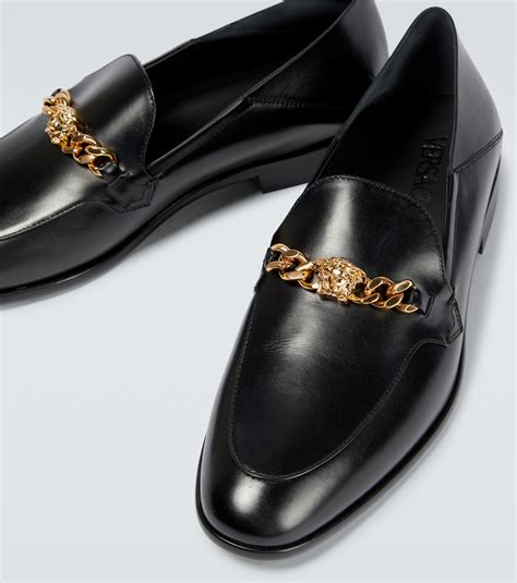 versace medusa chain loafers|versace black medusa loafers.